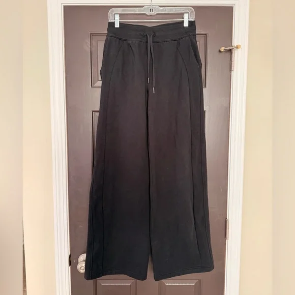 Lululemon Tall Scuba Mid Rise Pants Tall Small S Black Sweats Wide Leg - Picture 1 of 8